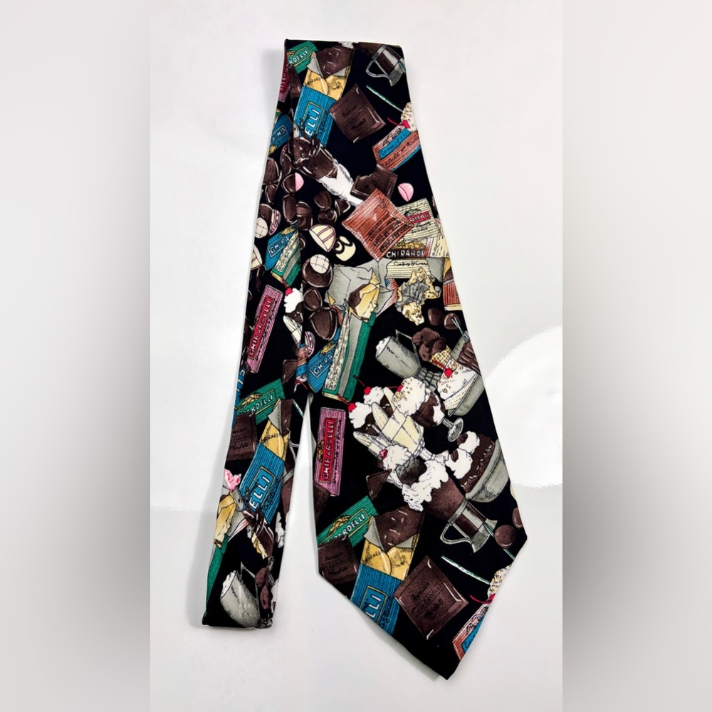 Nicole Miller Ghirardelli Chocolate Vintage 1995 Standard Size Silk Necktie